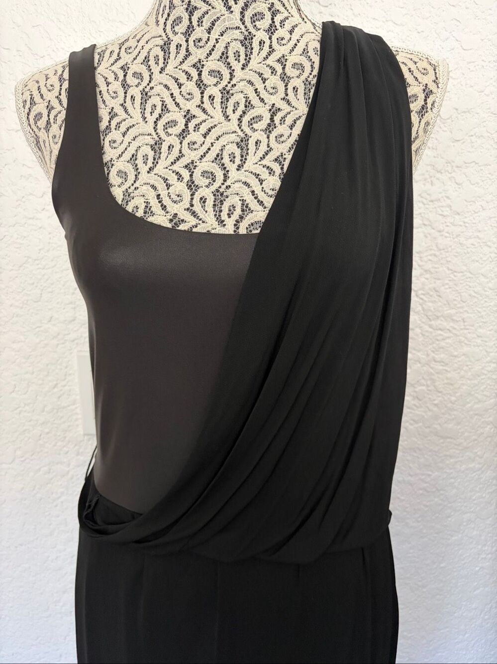 McQ Alexander McQueen Black Asymmetric Draped Maxi Dress Size S Italy - Picture 6 of 12